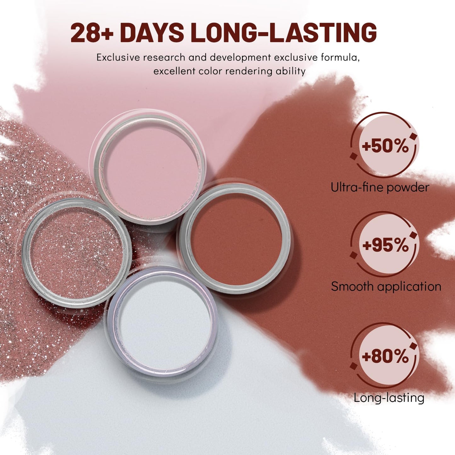 Aokitec Dip Powder Nail Kit Starter with Dip Build Powder, White Nude Pink Brown Giltter 8+1 Colors Dipping Powder Liquid Set with Base/top Gel Activator for Nail Manicure Salon Gift