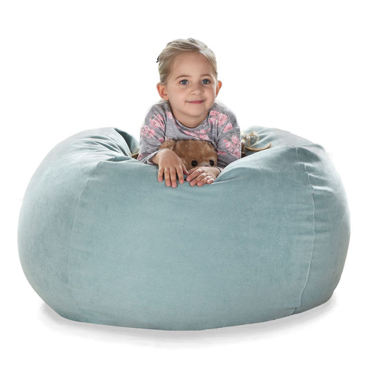 YuppieLife Stuffed Animals Bean Bag Chair Cover Candy-Colored Bean Bag(Just Cover, No Filling)/Extra Large Stuff 'n Sit Organization/Toy Storage Bag/Kids Toys Organizer(27'',Mint Green)