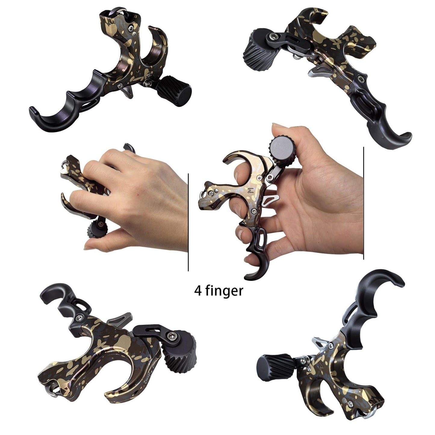 Compound Bow Aid Releaser with Wrist Straps and Adjustment Tool,Archery Release Aids with 3&4 Thumb Release Adjustable,Aluminum Alloy Aids.for left and right Handers. (camouflage)