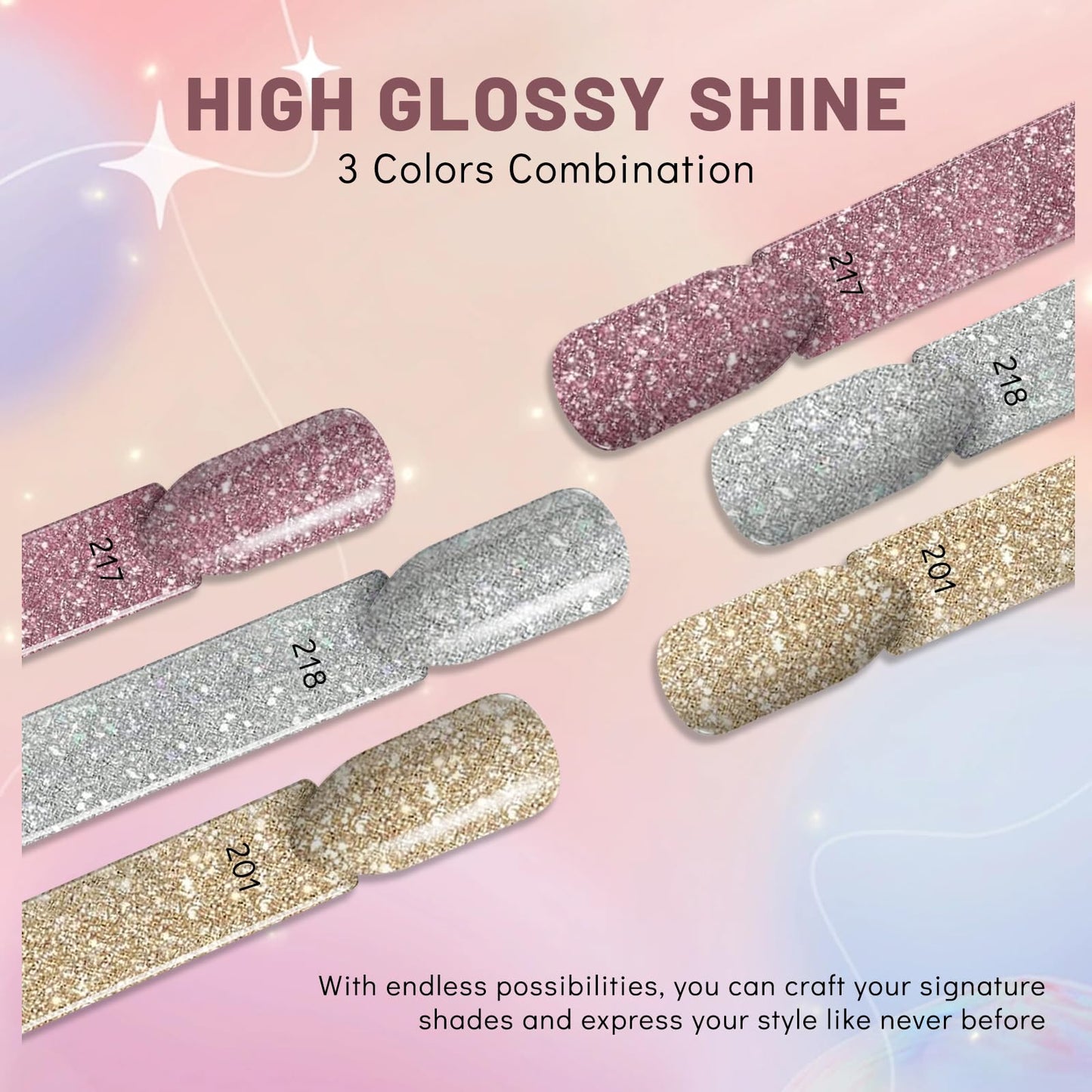 Aokitec Sparkling Series Dip Powder Nail Kit - Glitter Pink Silver Gold Dip Powder Set with 2-in-1 Dip Base & Top Coat Activator Dip Liquid Set for Nail Art Starter DIY Dip Nail French Manicure