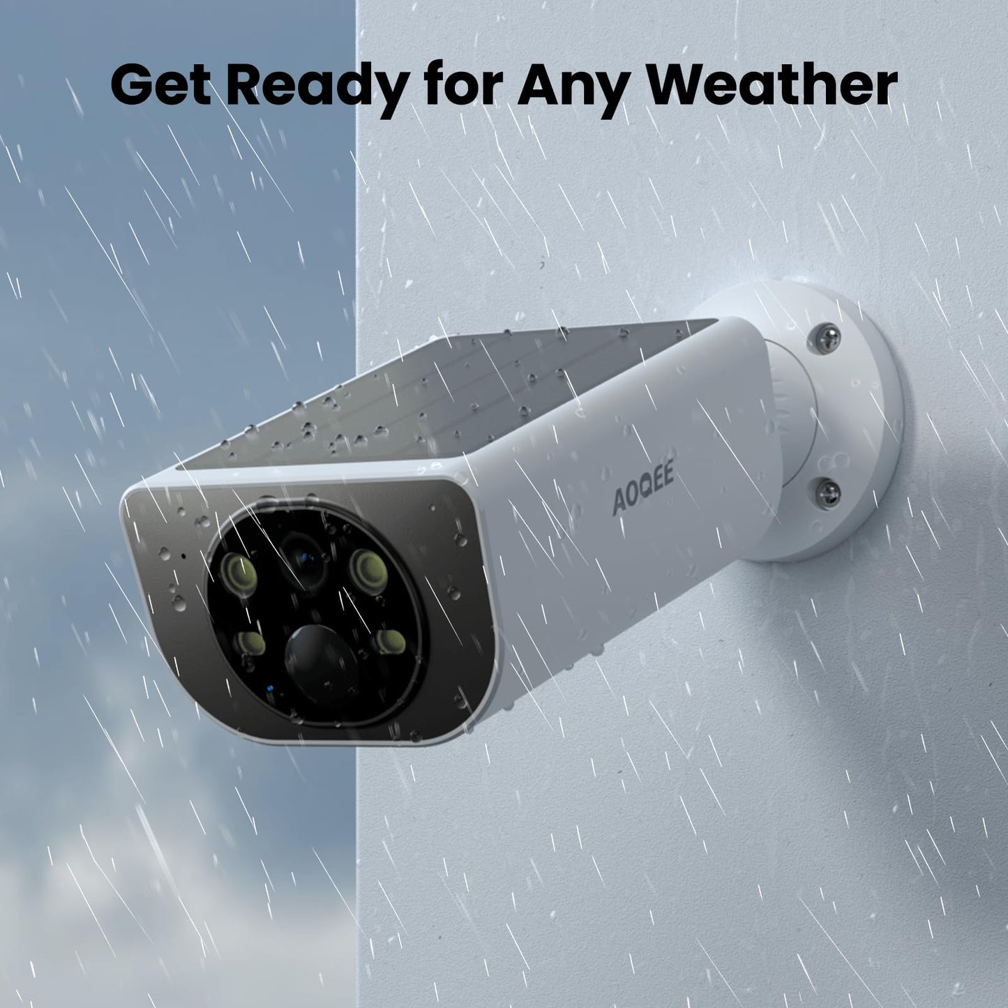 AOQEE Security Cameras Wireless Outdoor-2.4Ghz WiFi Home Security Cameras with built-in Solar Panel, 2K Color Night Vision, Cloud Storage (optional), PIR Detection, Waterproof, Works with Alexa, S1 2P