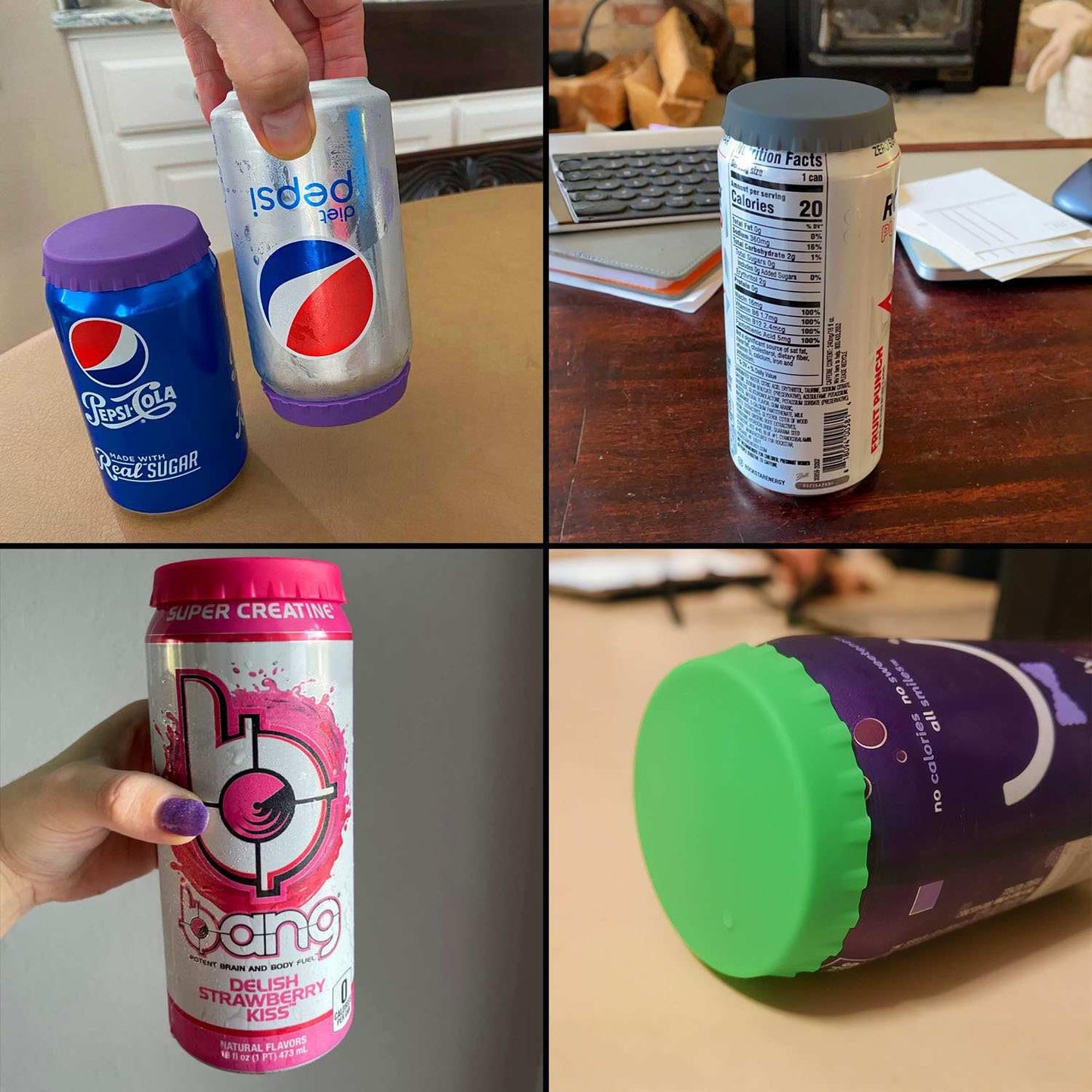 6 Pack Silicone Soda Can Lids Silicone Cans Covers for Beverage Soda Drink Reusable Beer Can Cover Lid Can Saver for Coke Juice Can Stopper Protector Fits Standard Cans (6 Colors)