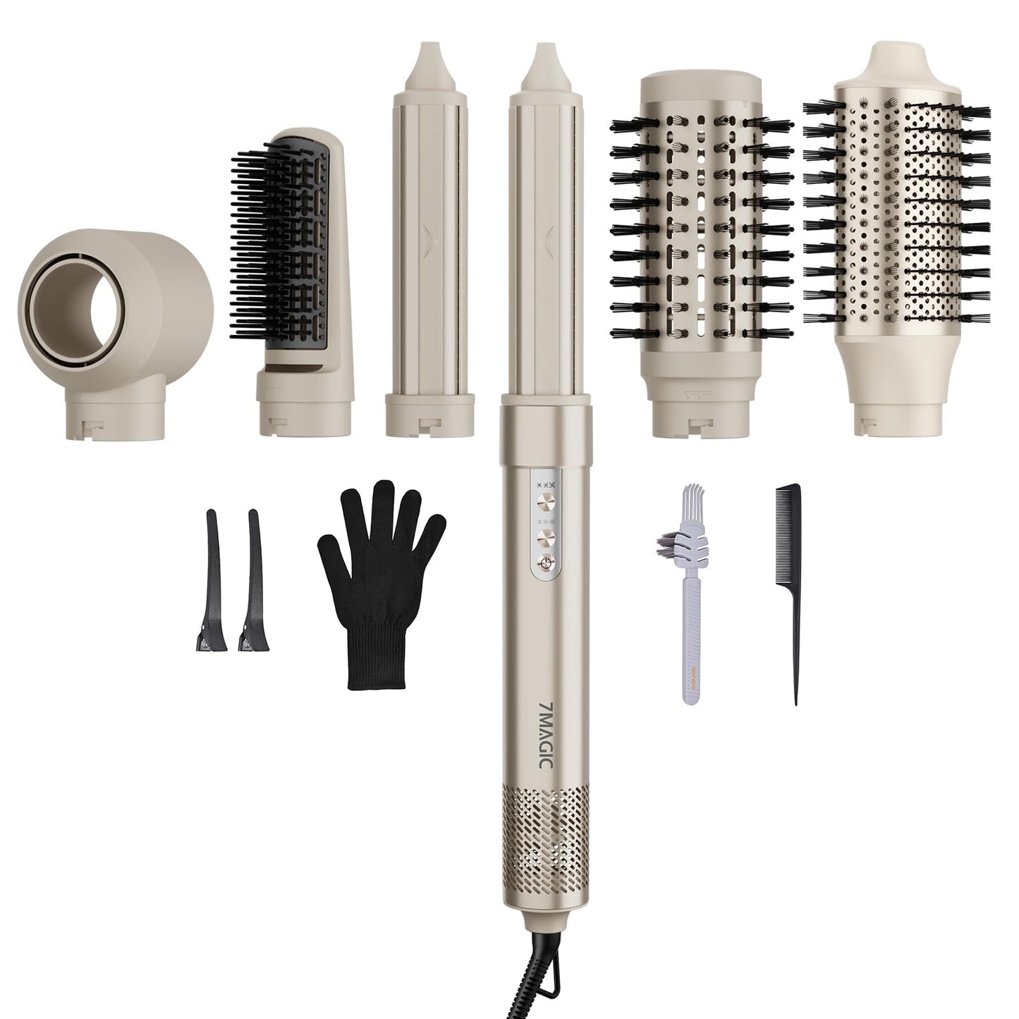 7MAGIC Hair Dryer Brush & 6 in 1 Hair Styler,110,000 RPM High-Speed Negative Ionic Hair Dryer Fast Drying, Multi Hair Styler, Professional Blow Dryer Brush for Curling Volumizing Straightening Styling