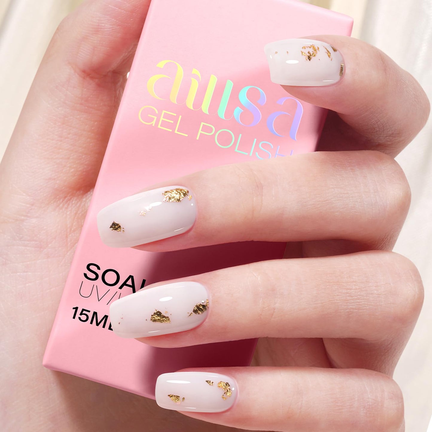 AILLSA Milky White Gel Polish Nude Gel Nail Polish Light Color Translucent Neutral Gel Polish Long Lasting Natural Jelly Nails Soak Off U V Gel for French Manicure at Home 0.51 Oz GB134