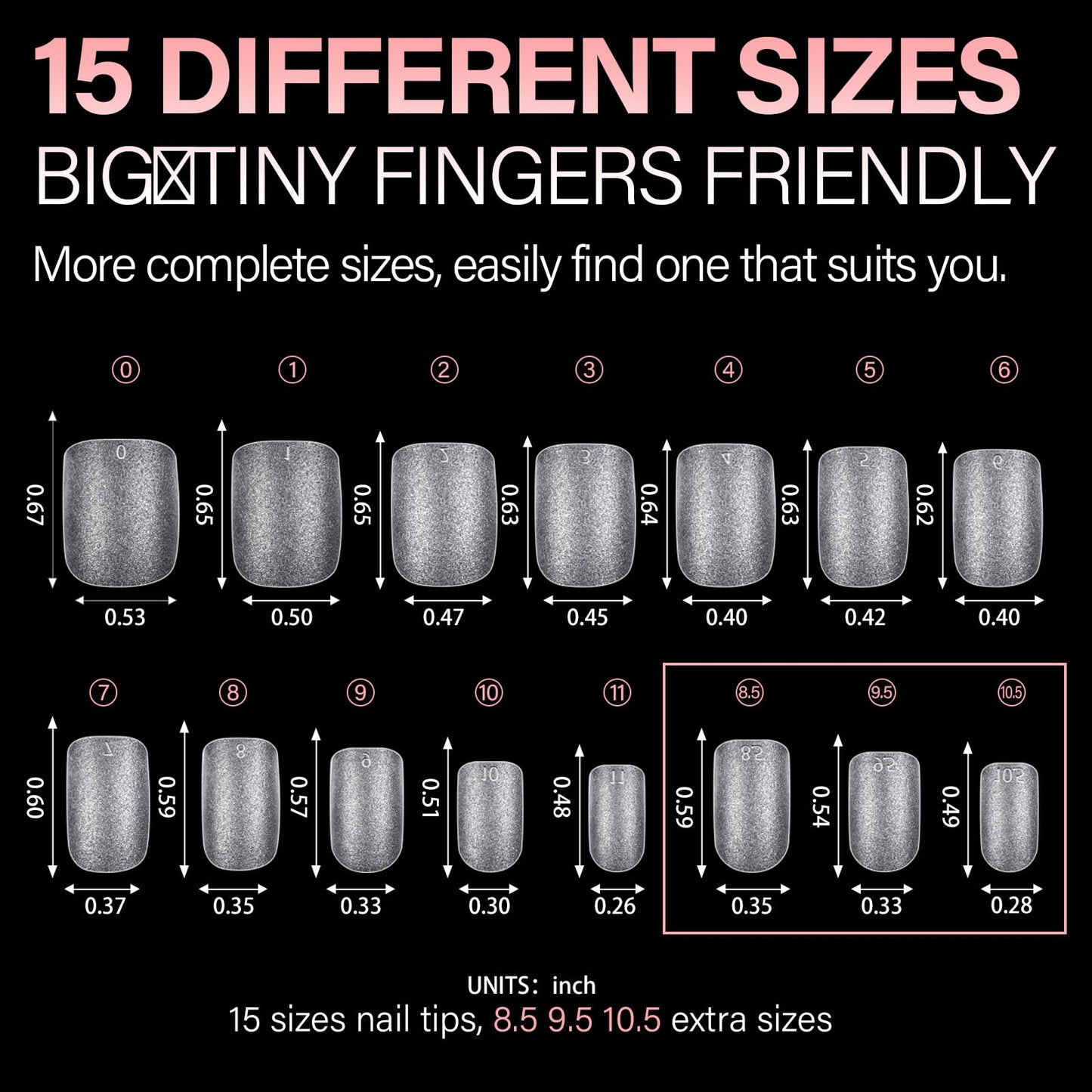 AILLSA Extra Short Square Nail Tips Gel XS Nails Tips Acrylic Press On Squoval Nail Tip 240 PCS False Full Cover Matte Nails Tip Kit 15 Sizes with Storage Box for Valentine's Day