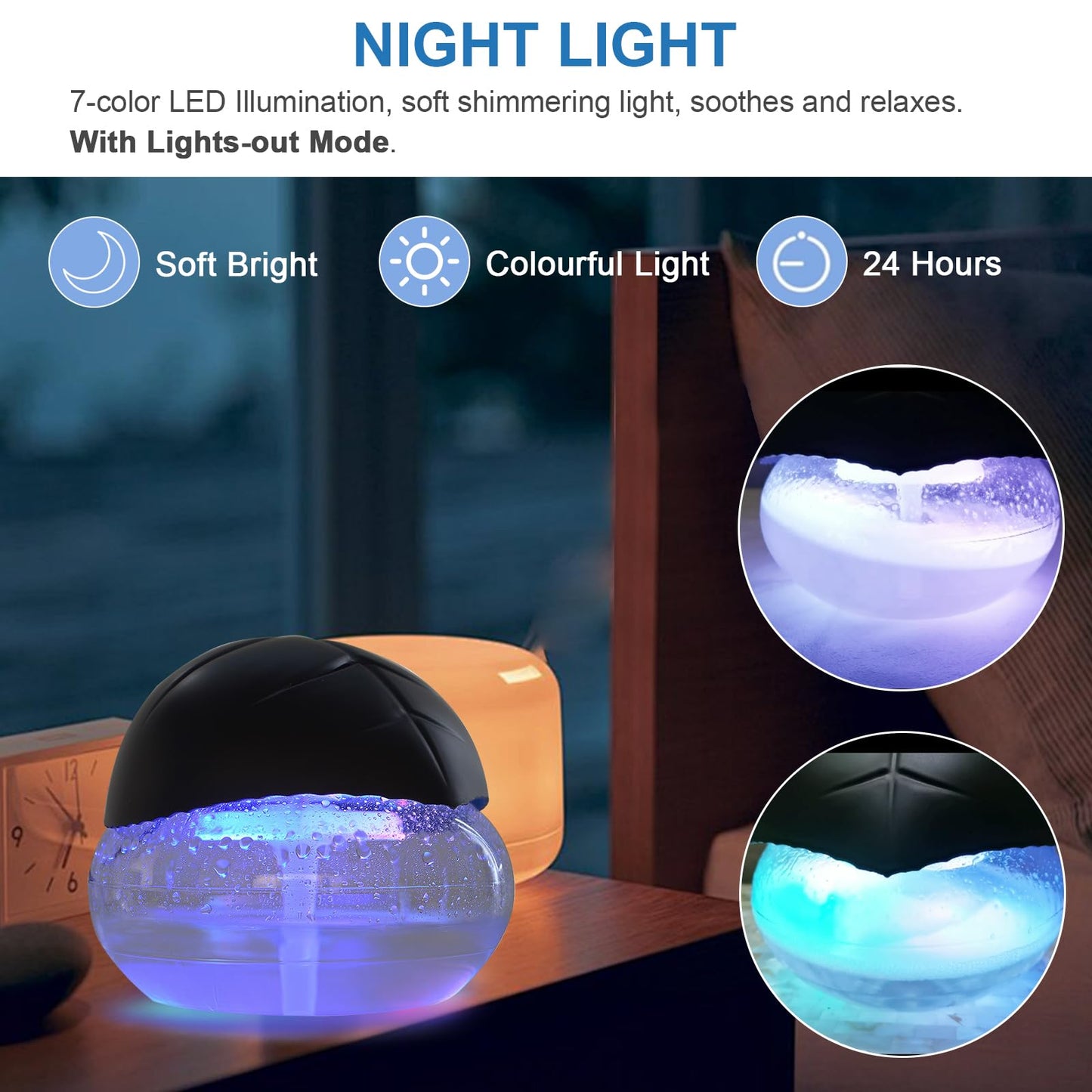 ap airpleasure Water-Based Purifier Air Washer, Air Revitalizer & Freshener, Air Fresher with 7 LED Color Changing Light for Rooms (Black)