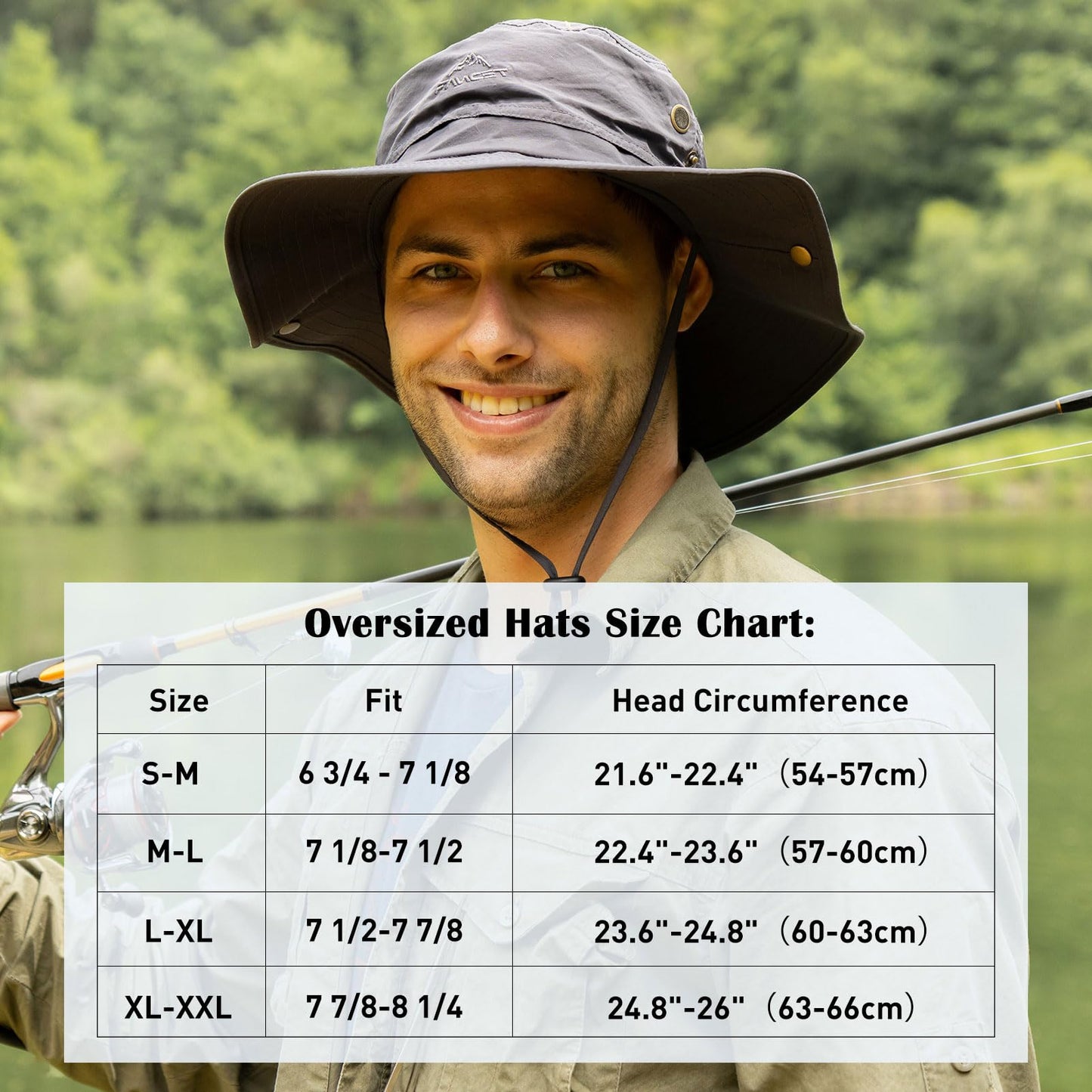 Comhats UPF 50 Sun Hats Wide Brim Summer Safari Hat Fishing Hiking Boonie Hats for Men Waterproof Black Small Medium