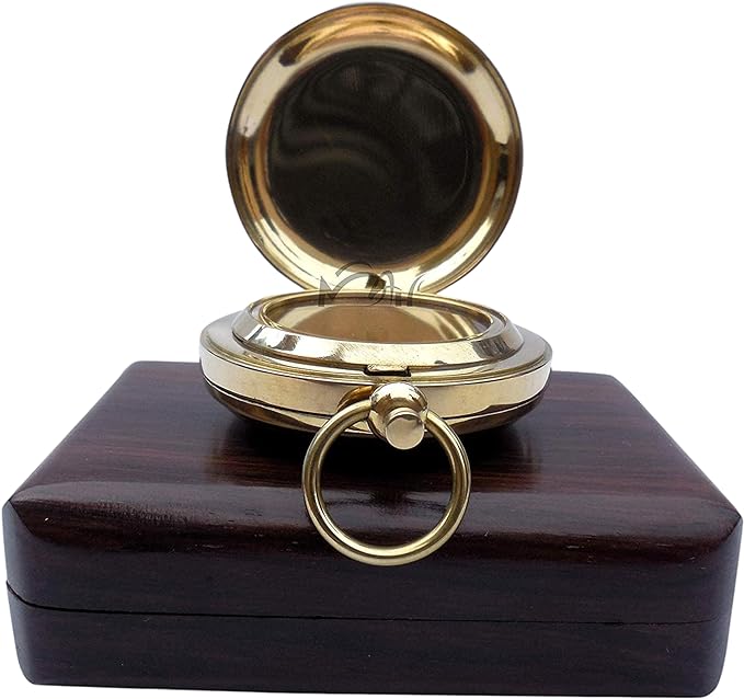 Backpacking Navigation Handmade Brass Personalize Compass for Best Man Get Well Hiking Camping Hunting Trekking Sailing Adventure Travelling Graduation Day Birthday Gifts for Son Back to School