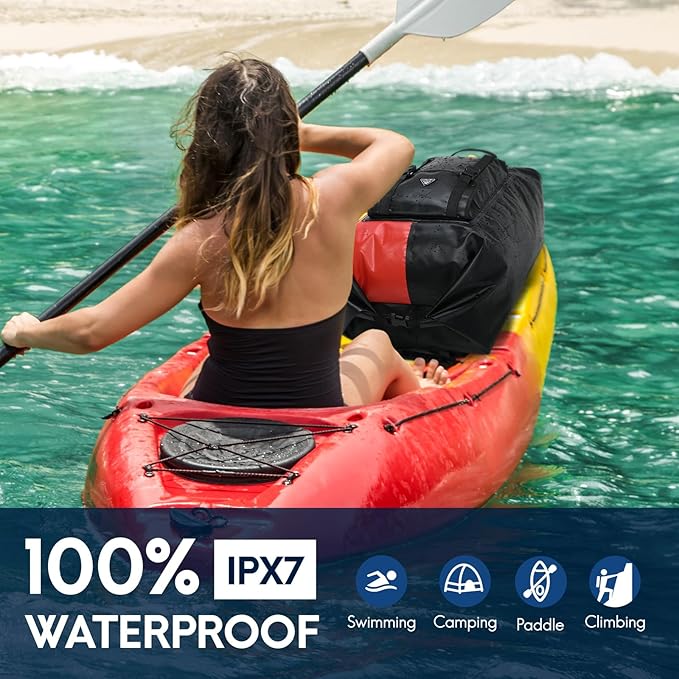 Haimont 100% Waterproof Roll-Top Backpack Heavy Duty Large Capacity IPX7 Dry Bag for Kayaking Rafting SUP Camping, 60/100L