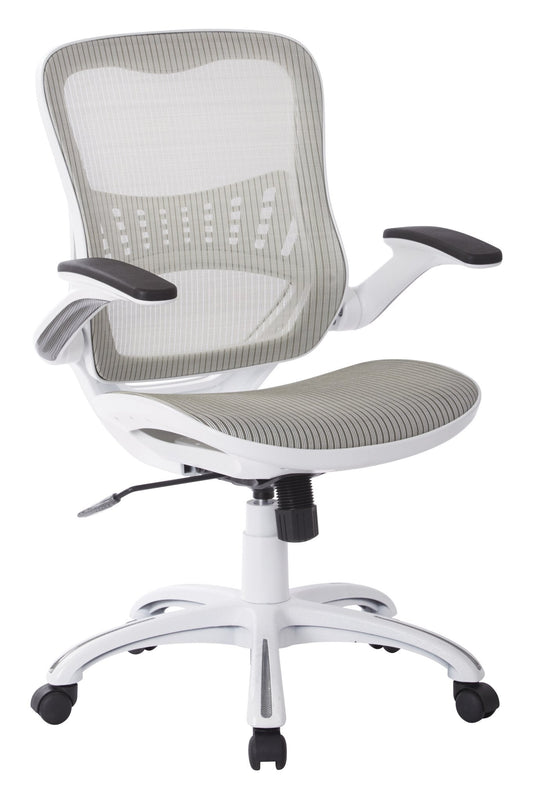 Office Star Ventilated Manager's Office Desk Chair with Breathable Mesh Seat and Back, White Base, White