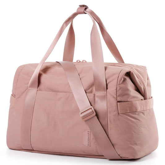 BAGSMART BAGSMART Gym Bag for Women, Carry on Weekender Overnight Bag, Travel Duffel Bags with Trolley Sleeve, Personal Item Travel Bag Tote Bag Workout Dance Bag, Dark Pink-34L