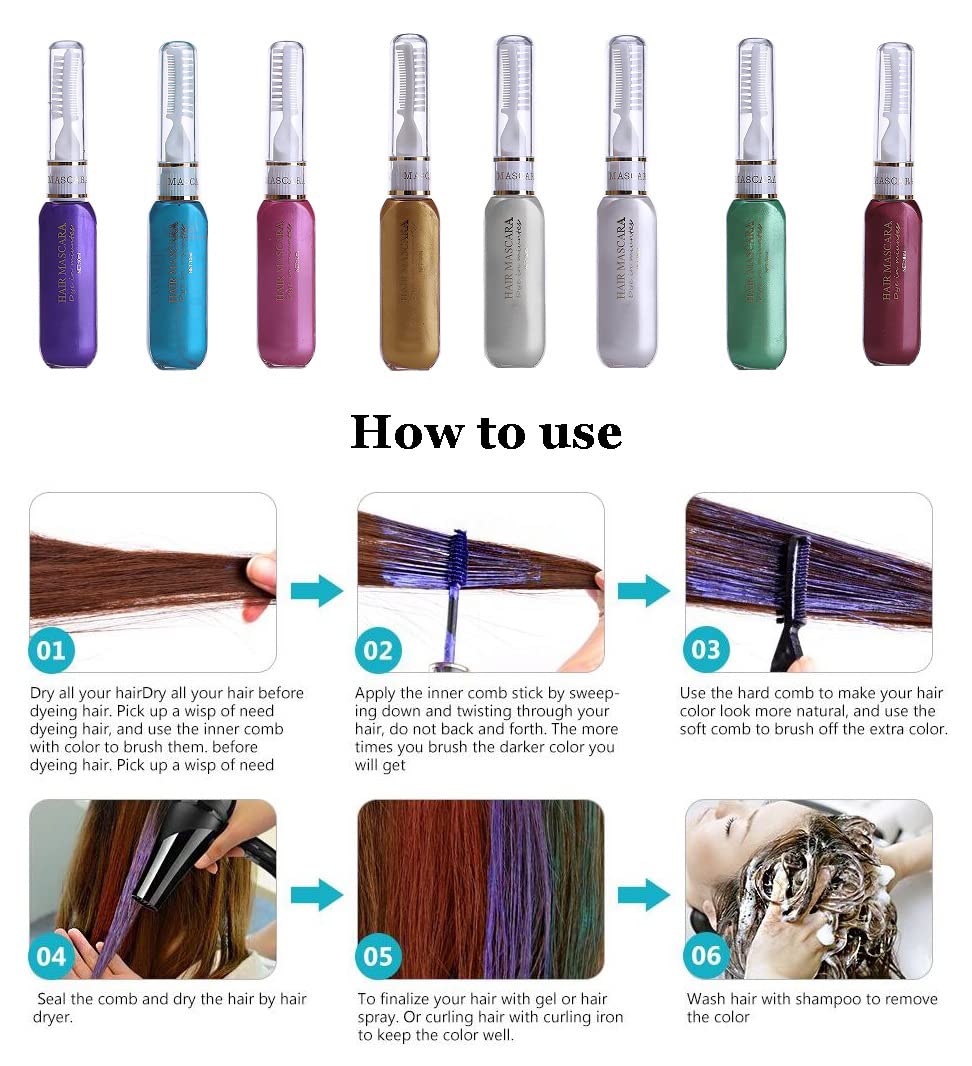 Temporary Hair Mascara Washable Temporary Hair Color Chalk Hair Dye Stick Non-toxic Instant Dye(Gold)