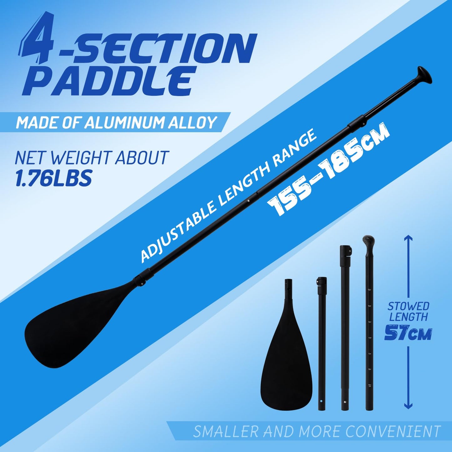 DAKUWAR Inflatable Paddle Board 10'x31.5''x6'' Folding Stand up Paddle Boards with SUP Accessories Valve Adaptor/2 fins/SUP Backpack/Ankle Leash/Repair Kit (Deep Blue and White)