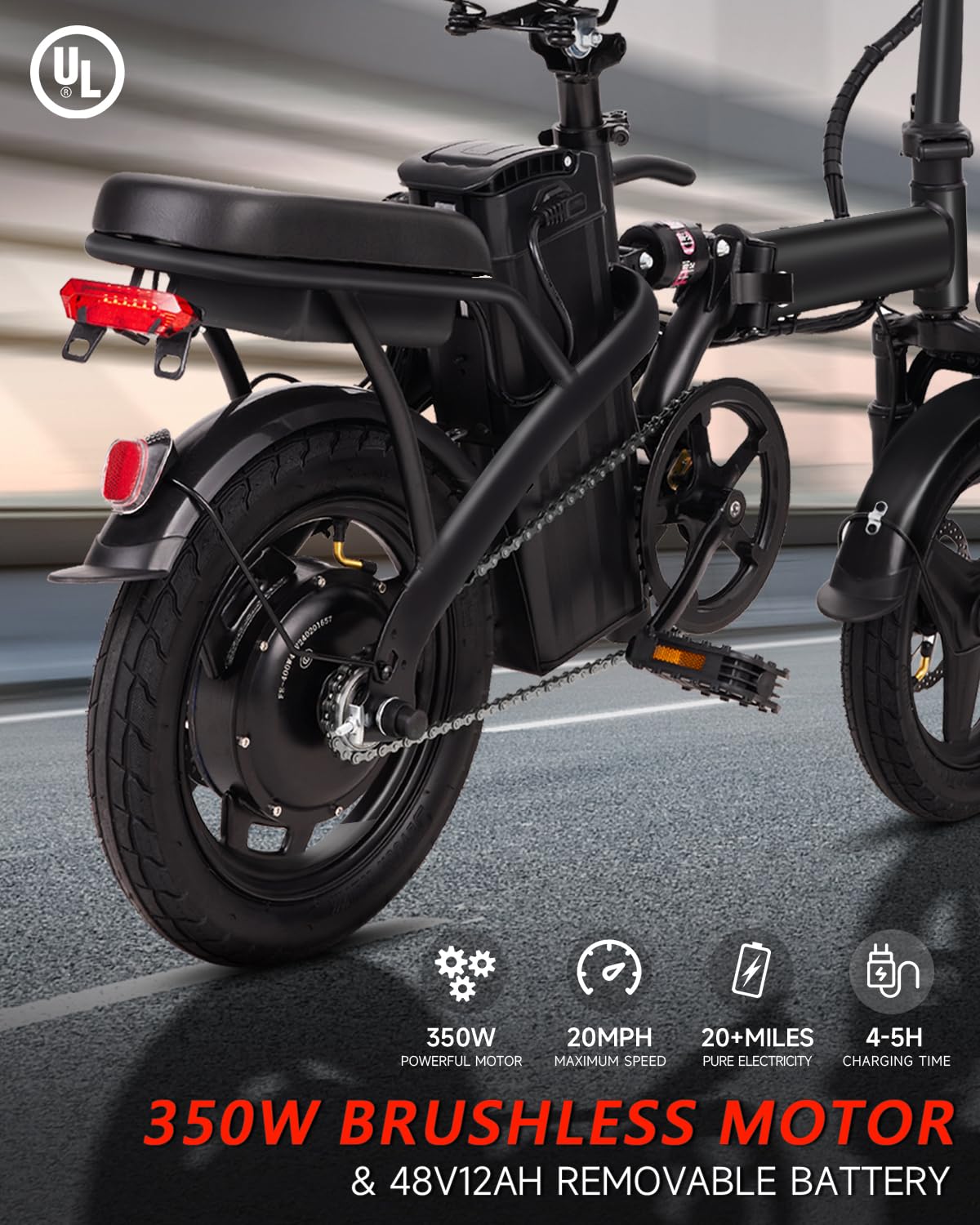 GOKU Electric Bike for Adults 500W Peak Motor, 15 Mph Folding Ebike, 14" Tire Electric Bicycles with Max 15° Uphill, 576Wh Battery, 25+ Miles PAS Range, E Bikes for Adults and Teens (A1)
