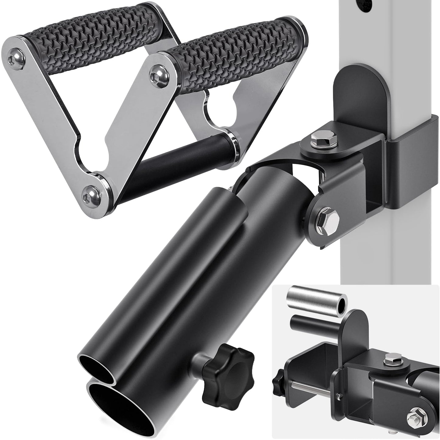 SELEWARE Ergonomic V Bar Row Landmine Handle & T Bar Row Landmine Attachment Combo for 1" Standard Bar and 2" Olympic Bars - Enhance Your Home Gym Power Rack