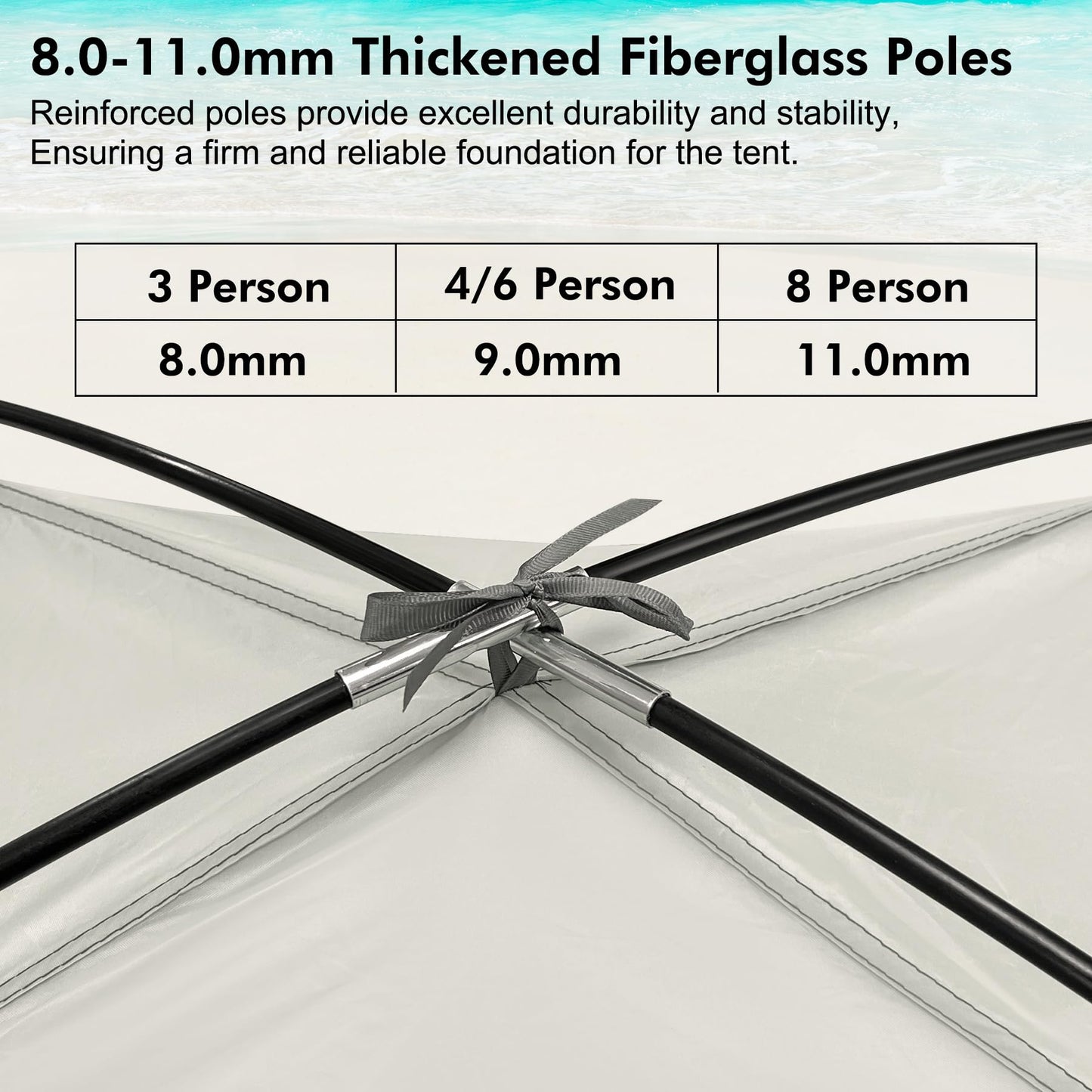 WhiteFang Beach Tent Anti-UV Portable Sun Shade Shelter for 4 Person, Extendable Floor with 3 Ventilating Mesh Windows Plus Carrying Bag, Stakes and Guy Lines (Baby's Breath)