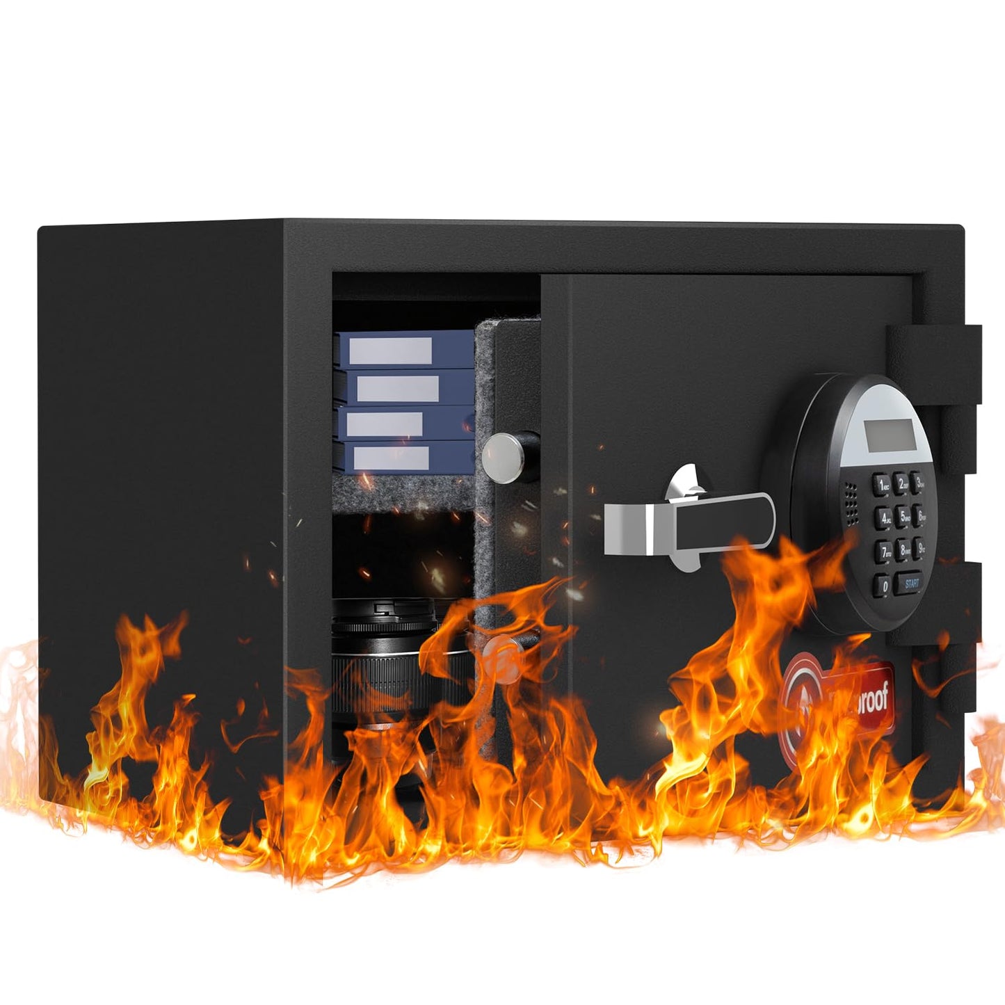 1.2 Cubic Feet Fireproof Safe Box, Fireproof Home Safe for Money, Jewelry, Documents and Valuables W/Digital Keypad,Alarm System,Removable Shelf, Home and Office Use Document Box