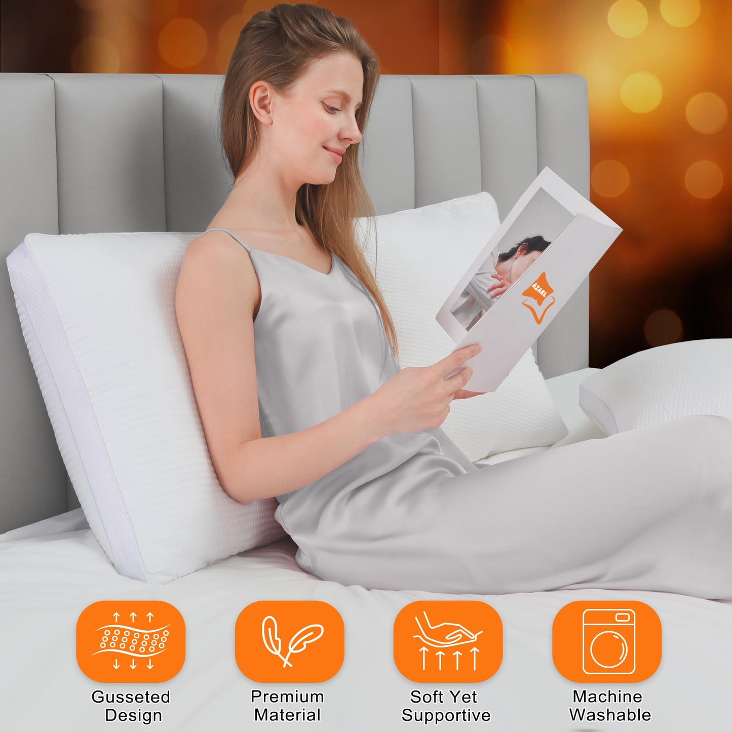 AIAEL Bed Pillows for Sleeping Firm and Soft Queen Size Set of 2, Supportive & Comfortable Down Alternative Pillow, Luxury Hotel Gusseted Pillows for Side and Back Sleepers