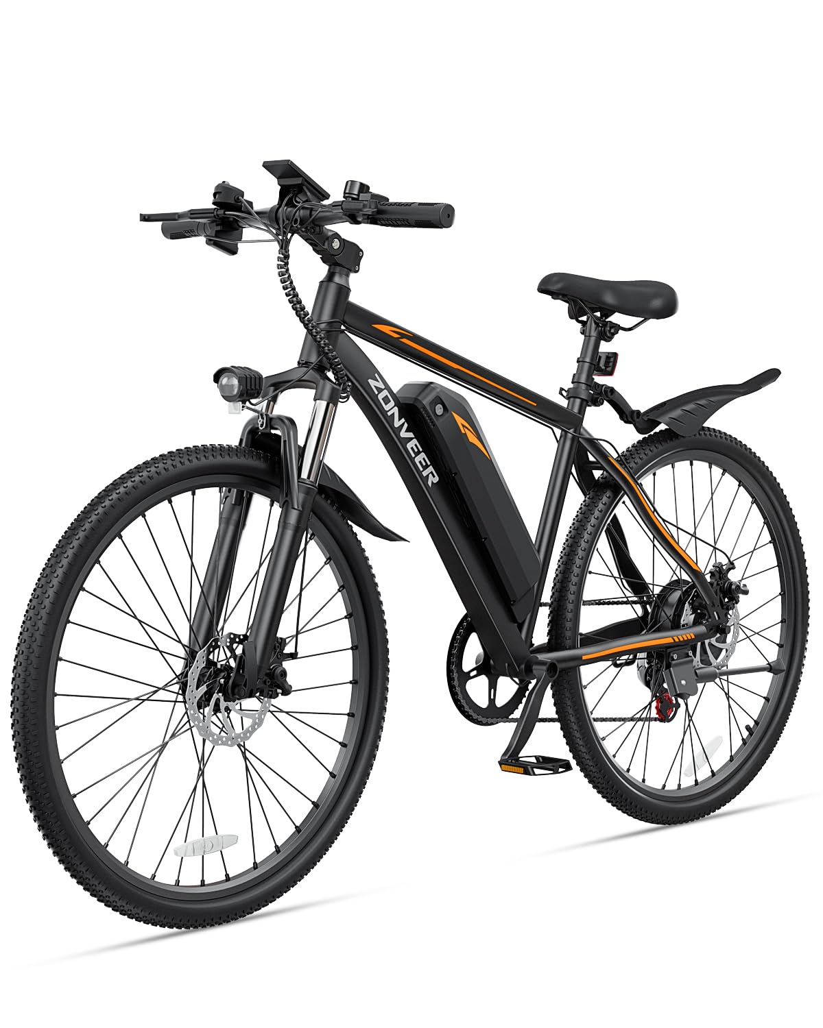 zonveer 26" Electric Bike for Adults, 36V/10AH Removable Battery, Peak 500W Brushless Motor, 20MPH 40 Miles Commuting Range, Front Fork Suspension, Shimano 7 Speed, UL2849