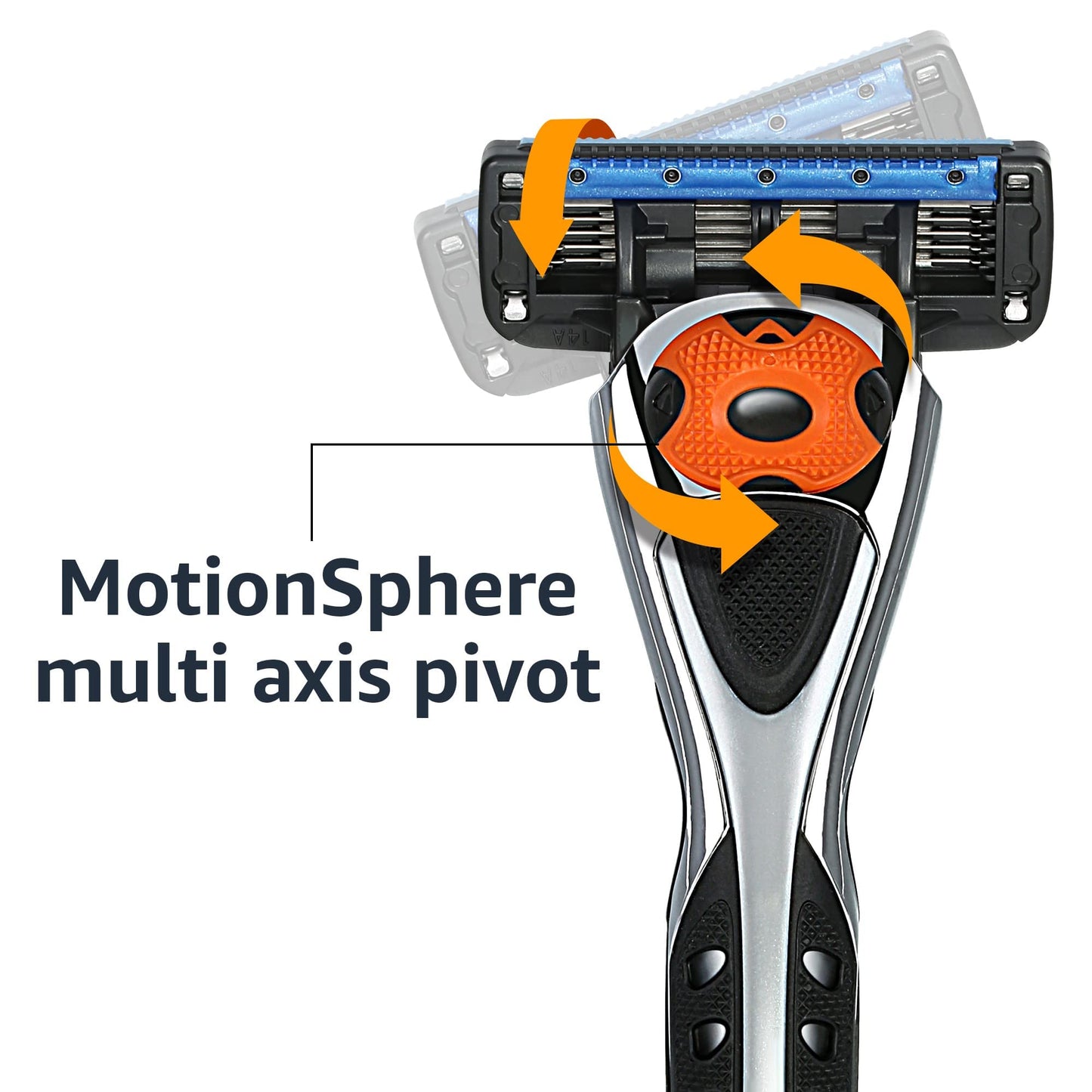 Amazon Basics 5-Blade MotionSphere Razor for Men with Dual Lubrication and Precision Beard Trimmer, Handle & 2 Cartridges (Cartridges fit Amazon Basics Razor Handles only) (Previously Solimo)