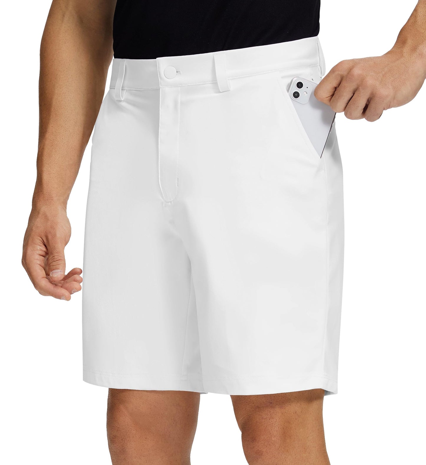 Willit Men's Golf Shorts Stretch Work Dress Shorts Quick Dry Athletic Casual Shorts with Pockets 9" White 34W