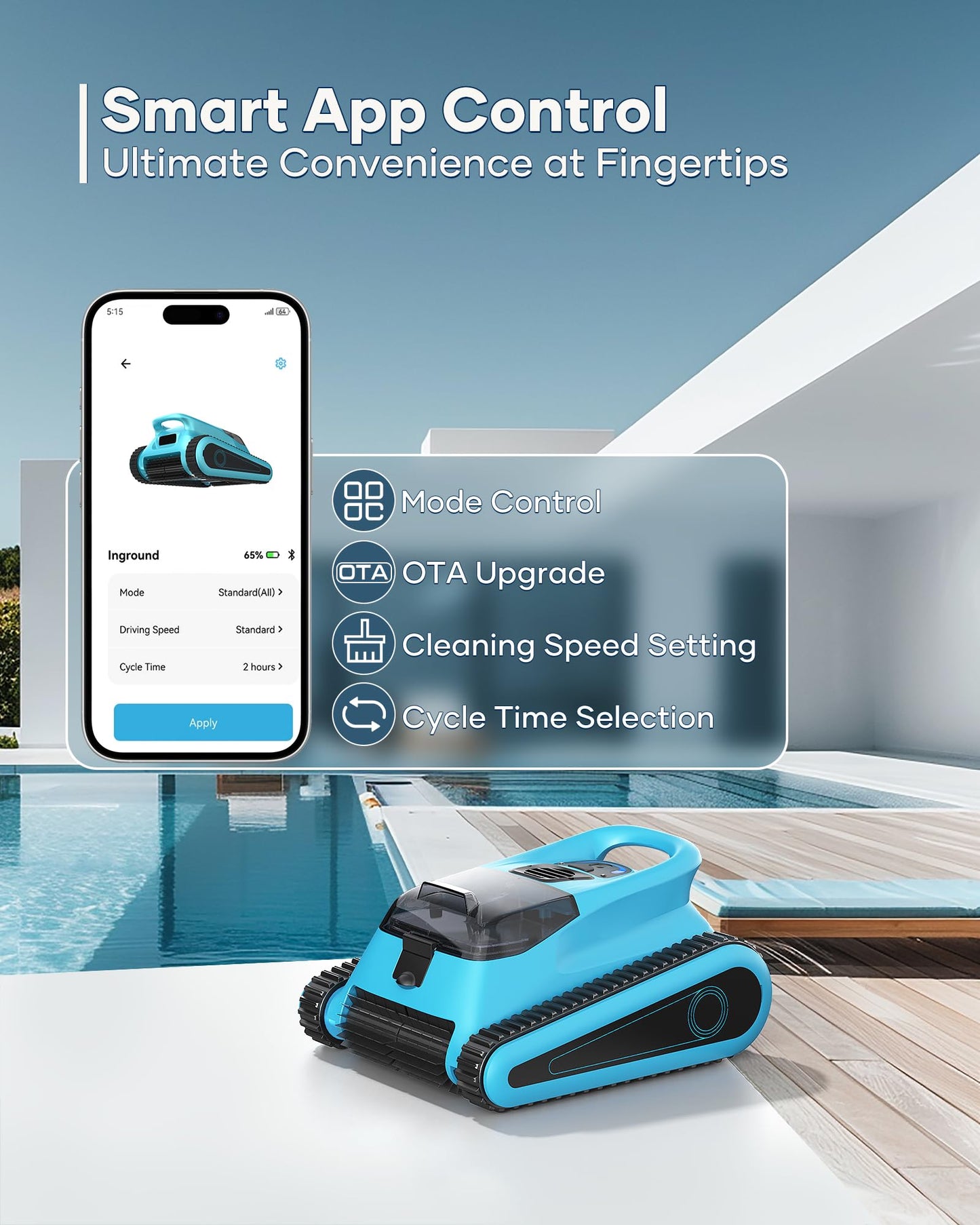(2025 New) Cordless Pool Vacuum Robot with App Control, Wall & Waterline Cleaning,150 Mins Runtime, Smart Navigation, Robotic Pool Cleaner for Inground & Above Ground Pools up to 2000 Sq.ft