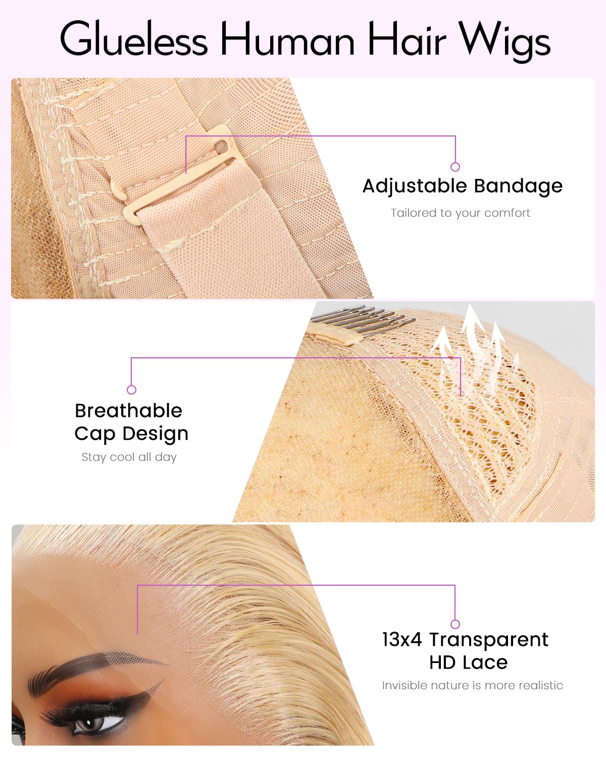 Arabella 613 Lace Front Wig Human Hair 13x4 Ready to Go Glueless Wig 12A Blonde Lace Front Wigs Human Hair 210% Density 613 Straight Hair 613 HD Lace Frontal Wig(34inch, 613 13X4 Straight Wig)