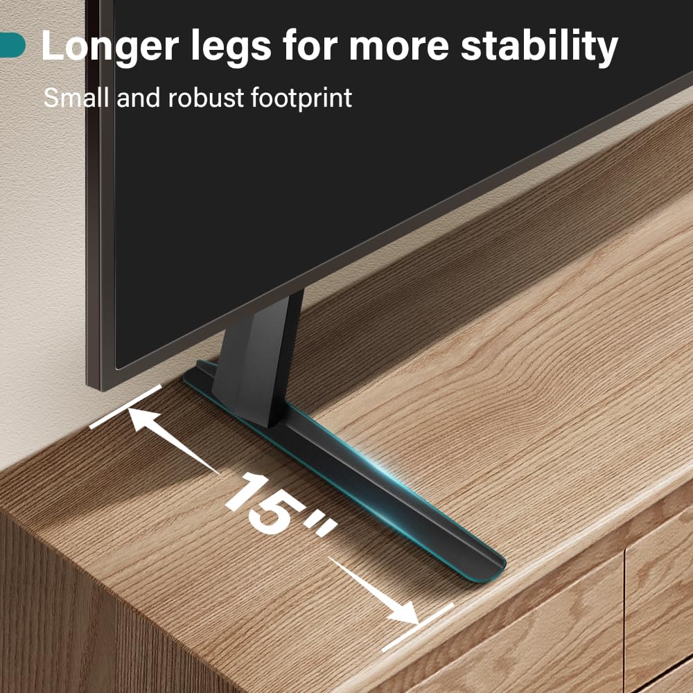 BFTOU Black Universal TV Stand Tabletop for 27 to 65 inch LCD Flat Screen TV,Max VESA 800 x 400mm, Height Adjustable TV Base Holds up to 88lbs