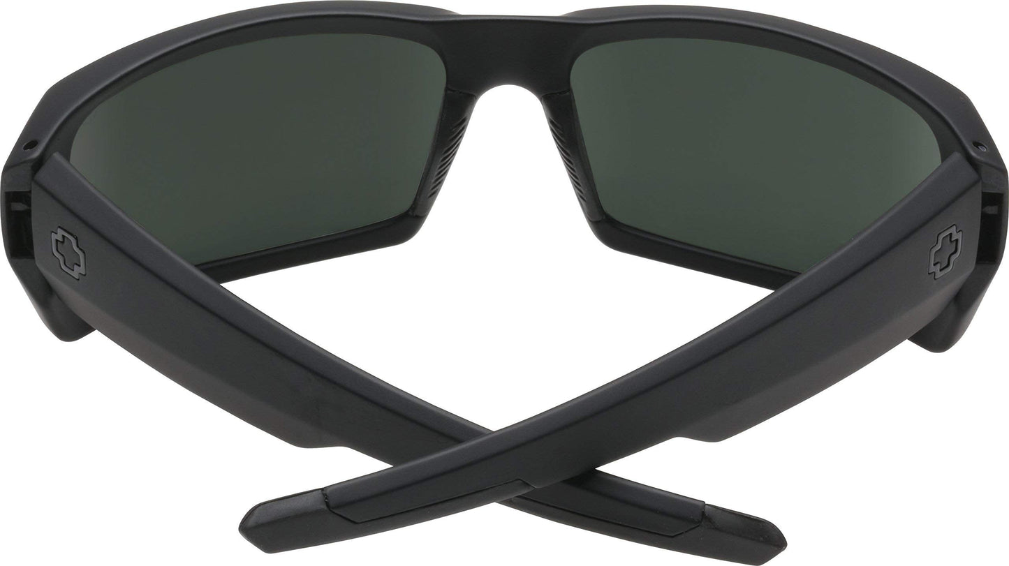 Spy Optic Men's General Rectangular Sunglasses, Soft Matte Black/Happy Gray/Green, 60 mm