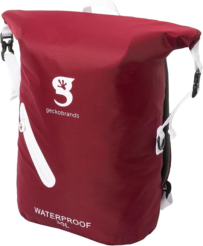 geckobrands Lightweight 30L Waterproof Backpack - Lightweight Watertight Outdoor Bag Hiking Traveling Light Water Activities
