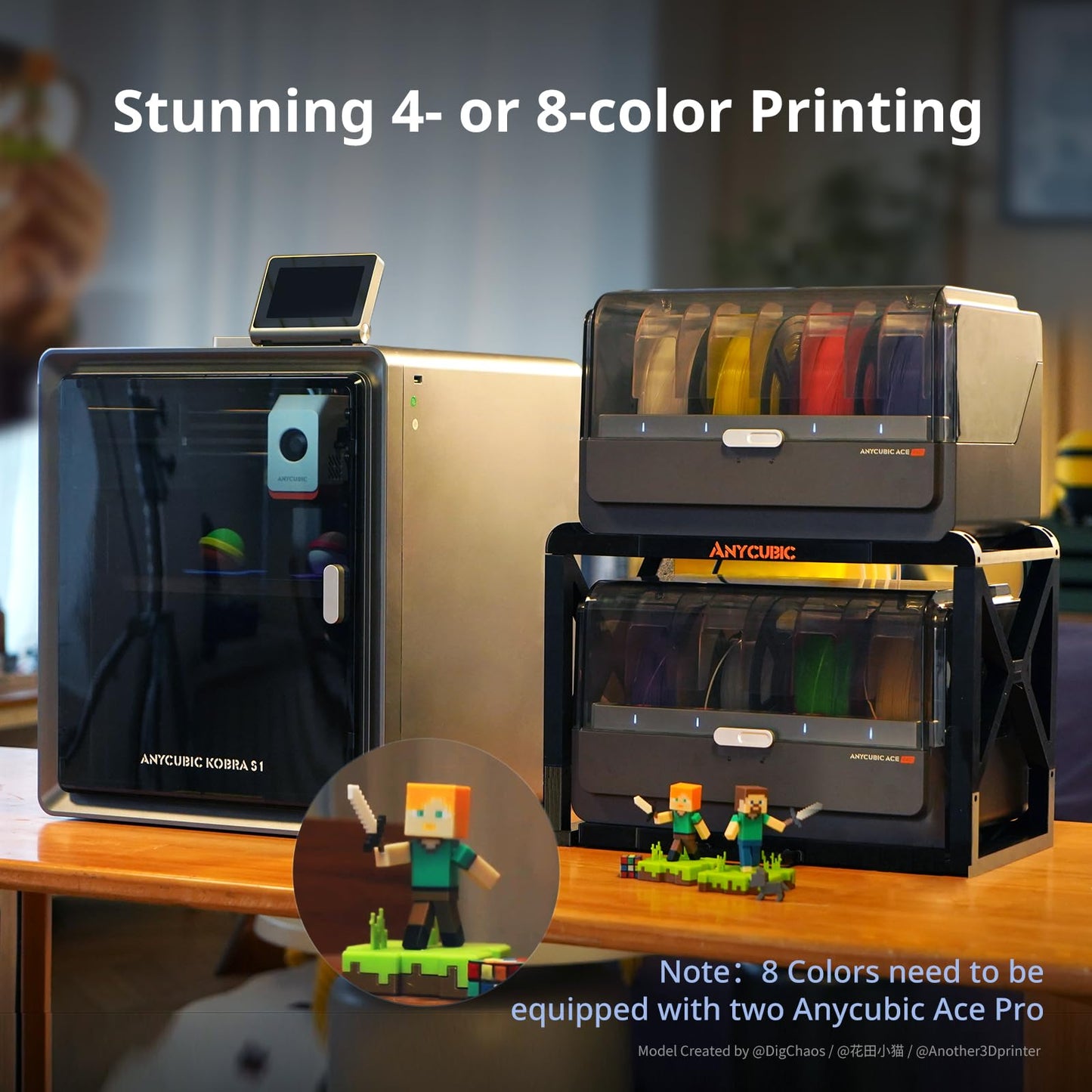 Anycubic Kobra S1 Combo 3D Printer, Multi-Color 3D Printer High Speed Max 600mm/s High Precision, Core XY Stable Structure Ultra-Quiet Printing Anycubic App One-Click Printing 250 * 250 * 250mm