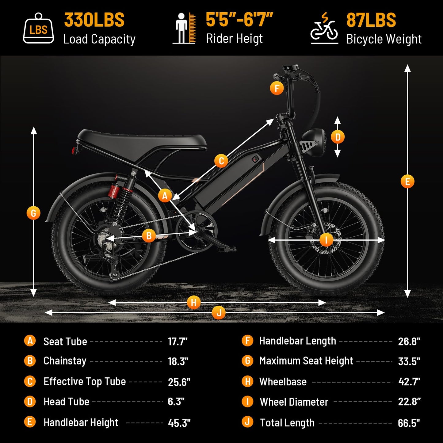 Jasion YR20 Electric Bike for Adults with Peak 2000W Motor, 48V 20AH Battery Electric Bicycle, 20" Fat Tire Dirt Bike with Hydraulic Brake & Cruise Control, Up to 32 MPH & 80 Miles Moped Style Ebike
