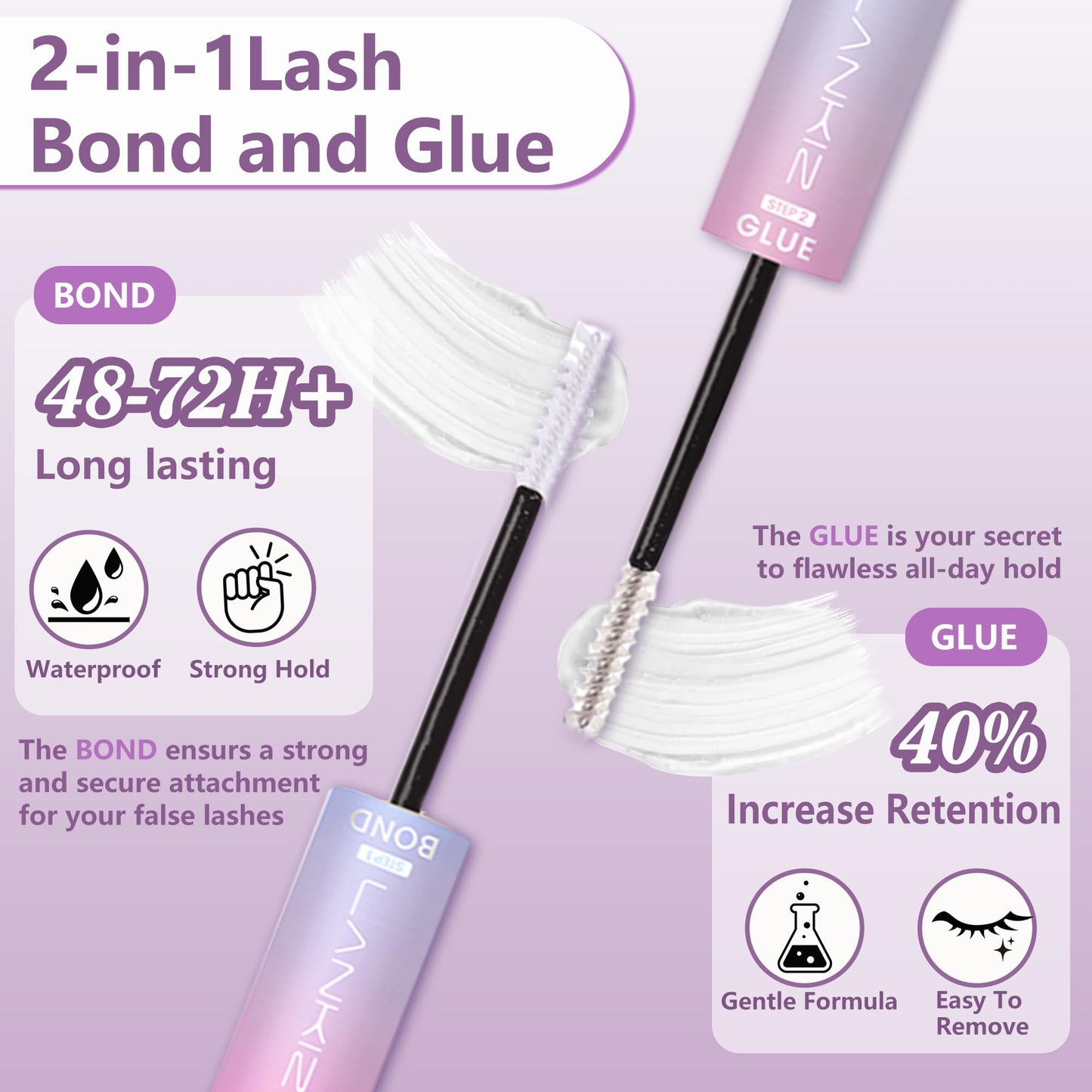 Lash Clusters Kit – LANKIZ Wispy & Fluffy Natural Eyelash Extensions, Invisible Band Individual Lashes Clusters, C+D Curl DIY Lash Extension Kit with Bond & Seal Glue for Beginners (Floral)