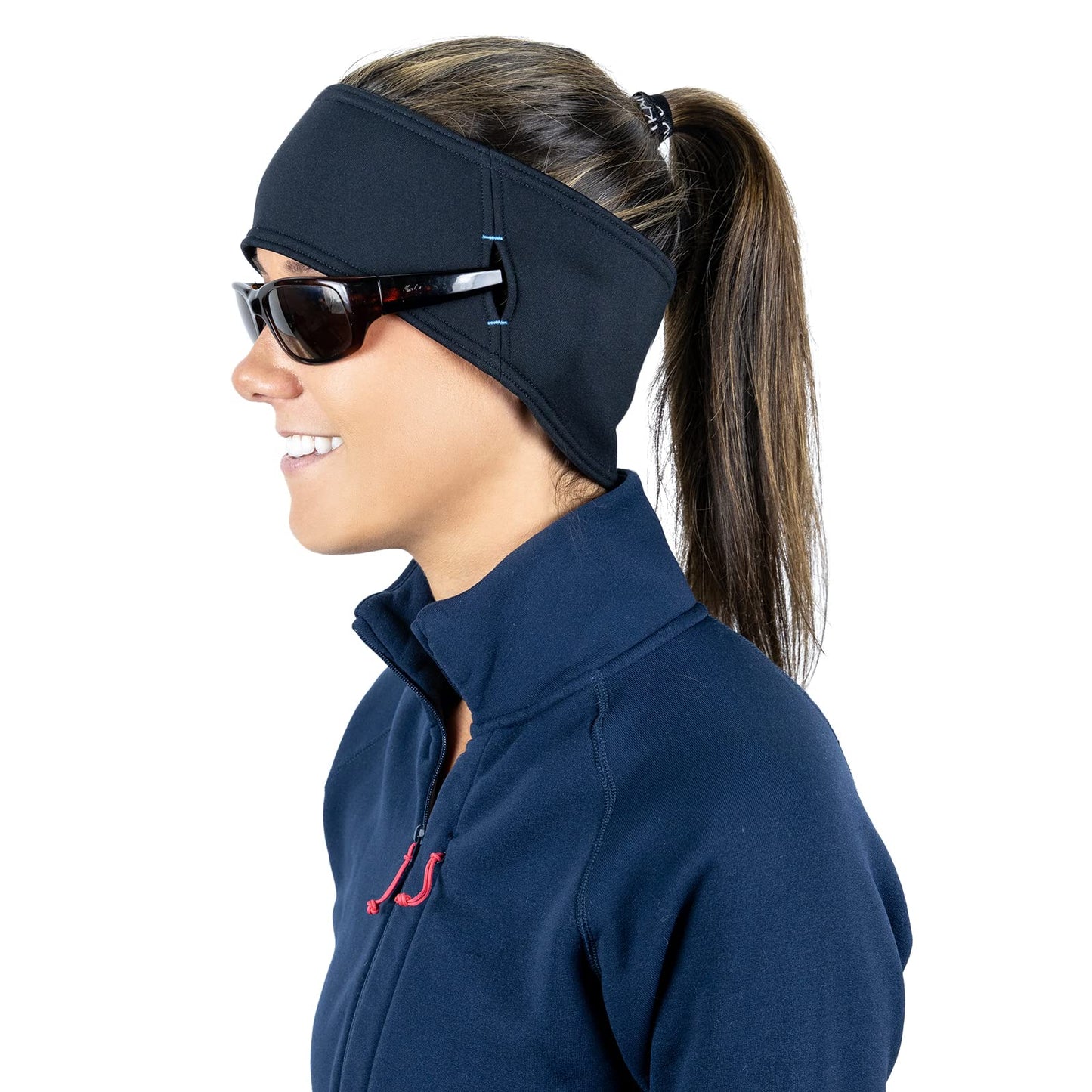 Running Headband with Sunglass Slots | Winter Headband | Sports Headband for Men and Women - Black