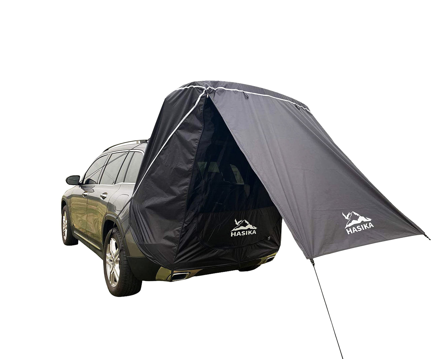 Hasika SUV Camping Tent Car Tailgate Shade Awning with Screen Net Waterproof 3000MM UPF 50+ Black (Small)