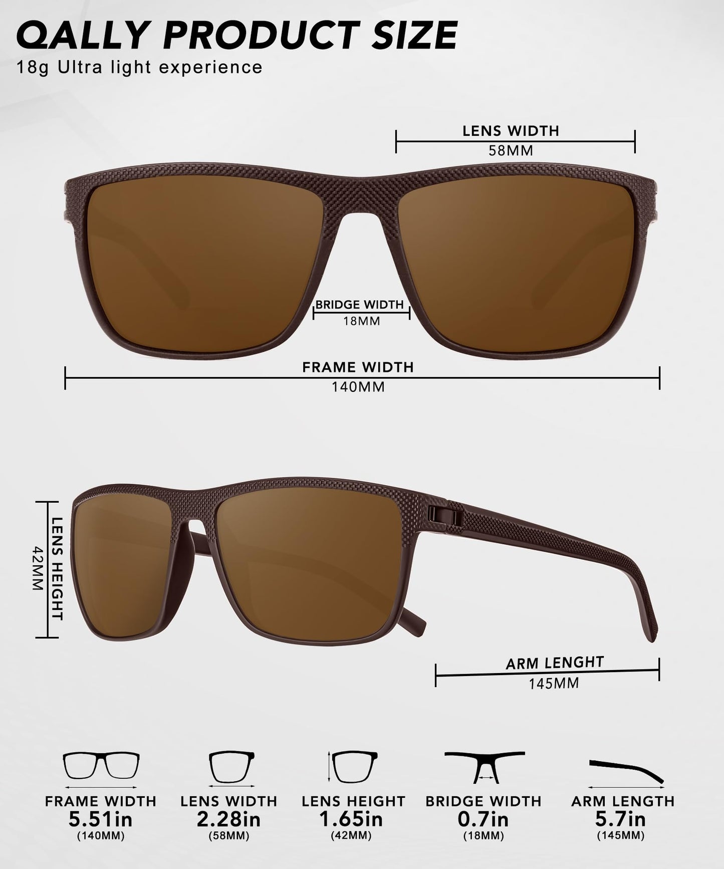 QALLY Polarized Sunglasses Men, Mens Sunglasses Polarized UV protection Lightweight Sun Glasses for Driving Fishing Golf