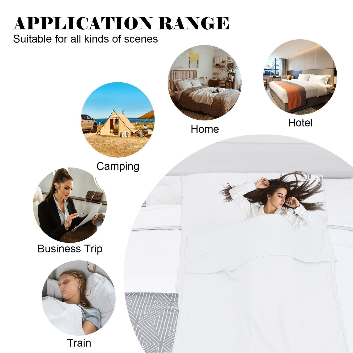 BREENHILL Sleeping Bag Liner,Camping Sheets & Travel Sheet, Hostels & Traveling Adult Sleep Sack for Backpacking, Hotels Lightweight Single & Double Camping Sleeping Bag Liners White