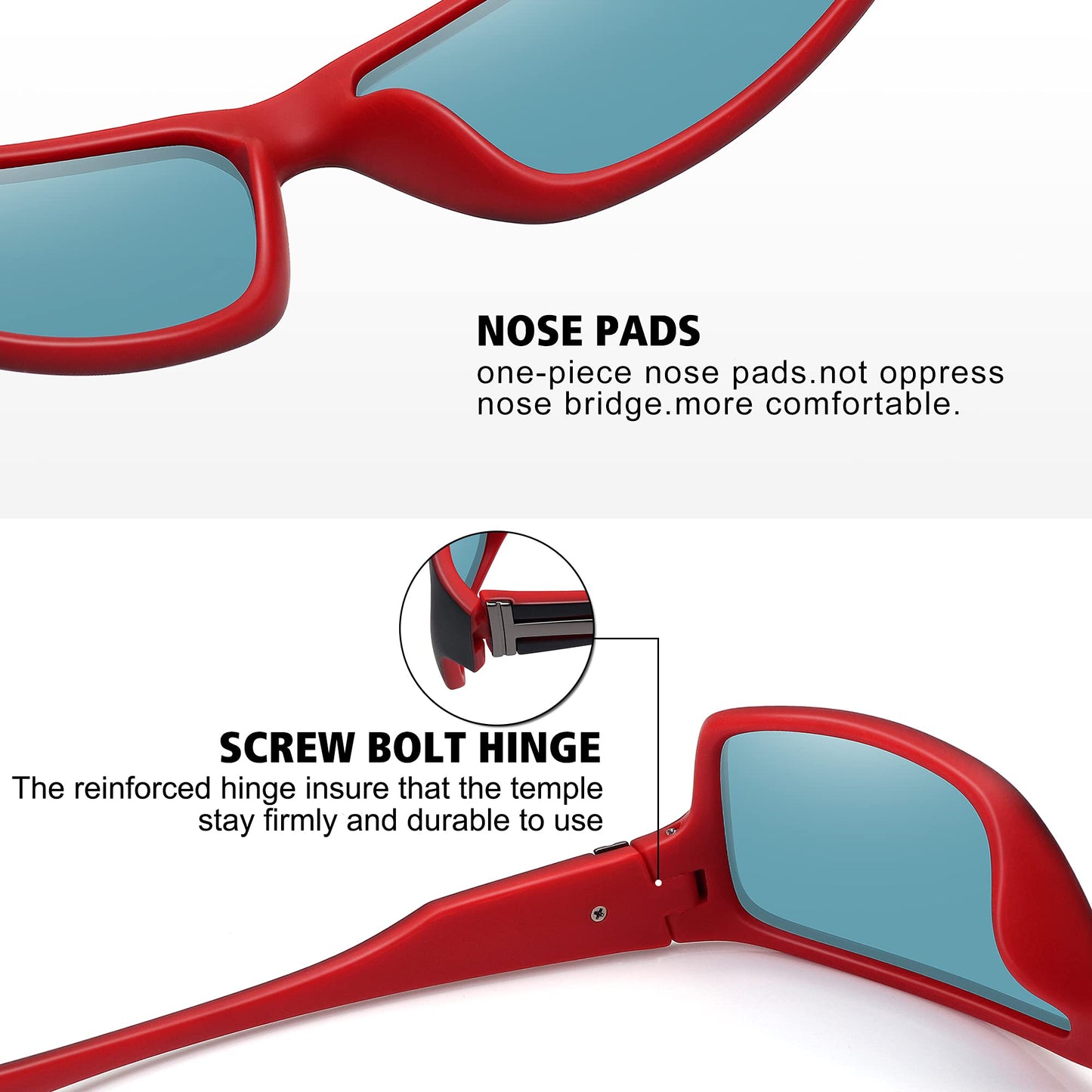 STORYCOAST Polarized Sports Sunglasses for Men Women Unbreakable Frame Cycling Fishing Driving Blue Mirror+Red Mirror 2Pack
