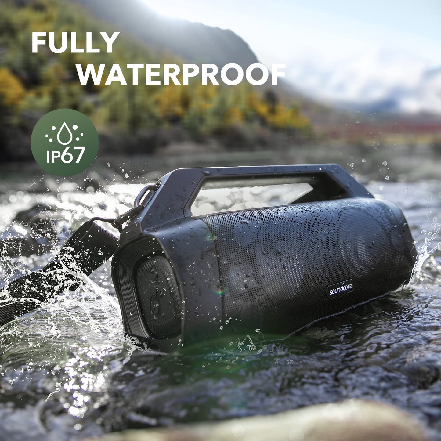 Soundcore Motion Boom Plus 80W Portable Speaker with Custom EQ & BassUp, Waterproof Bluetooth Speaker for Camping Select 4 Go