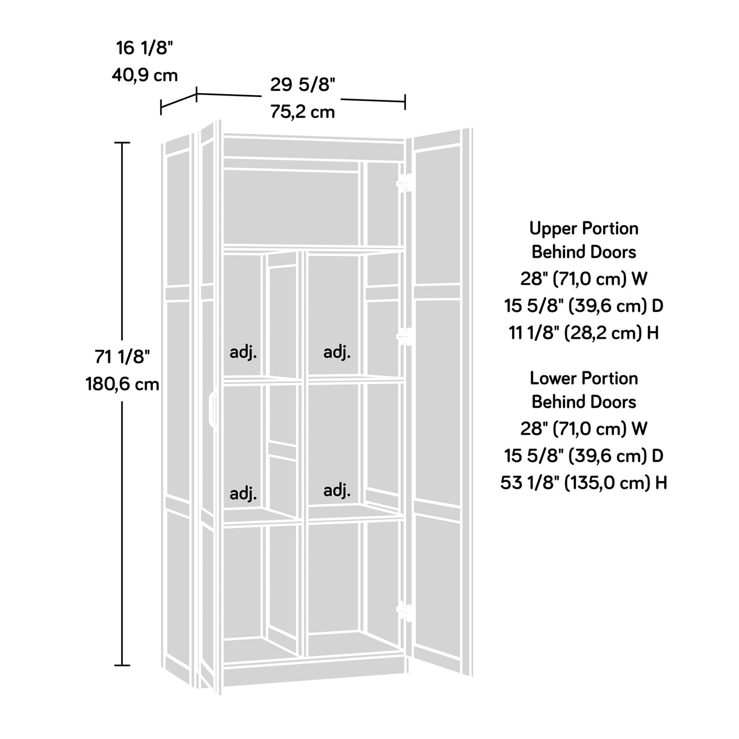 Sauder Select Storage Cabinet, Pantry Cabinet Kitchen Storage with Adjustable Shelves, Bathroom Storage Cabinet, in Highland Oak