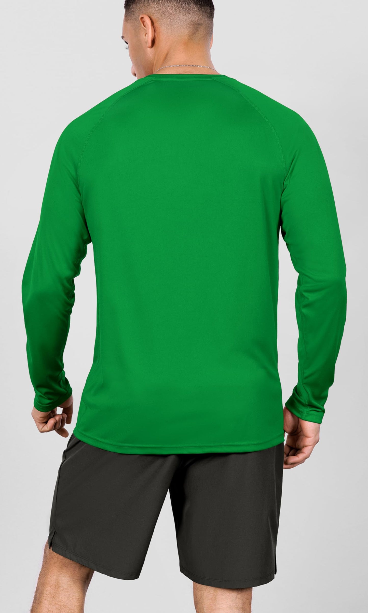 ODODOS Men's Quick Dry Long Sleeve Shirts UPF 50+ Sun Protection SPF Athletic Tops Workout Fishing T-Shirts, Green, Large