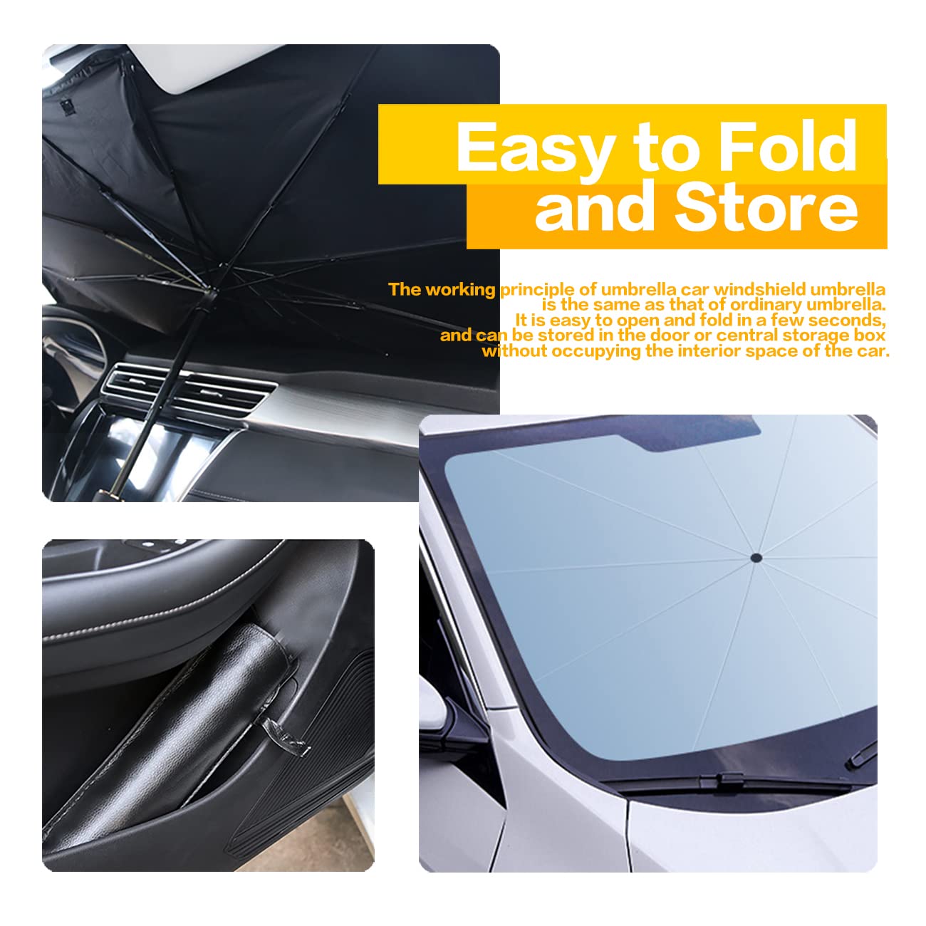 AOCISKA 55" x 31" Car Sunshade Umbrella,Upgraded Windshield Cover Sun Shade,UV Reflecting Portable Front Window Cover,Universal Car Windshield Sunshades,UV Block for Front Windows,Fits Most Vehicles
