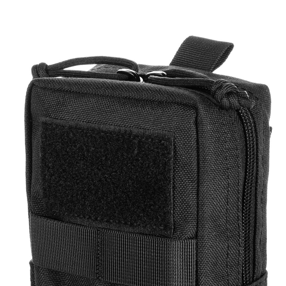 Upgraded Sports Water Bottles Pouch Bag, Tactical Drawstring Molle Water Bottle Holder Tactical Pouches, Travel Mesh Water Bottle Bag Tactical Hydration Carrier (Black_WaterPouch-Small Pouch)