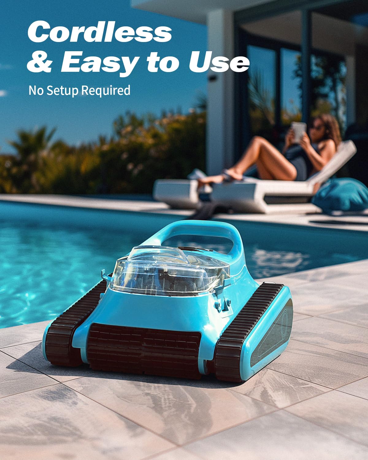 (2025 Upgraded) Cordless Robotic Pool Vacuum Cleaner,Wall-Climbing & Waterline Cleaning, Smart Navigation & App Control, 150 Min Runtime for In-Ground & Above Ground Pools up to 2000 Sq Ft