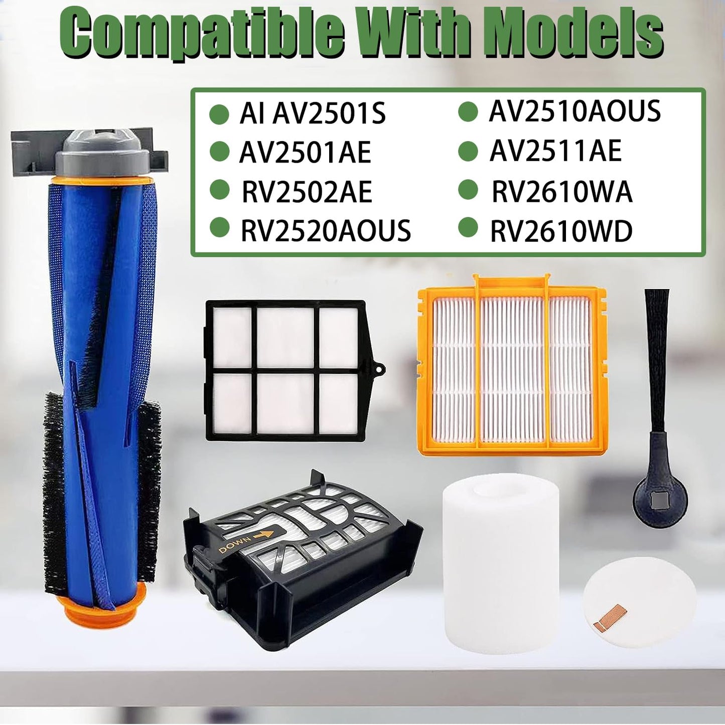 Replacement Accessories for Shark AI AV2501S, AV2501AE, AV2511AE, RV2502AE, RV2520AOUS, AV2510AOUS Robotic Vacuum Cleaner Spare Parts Kit With Main Brush Side Brush Filter