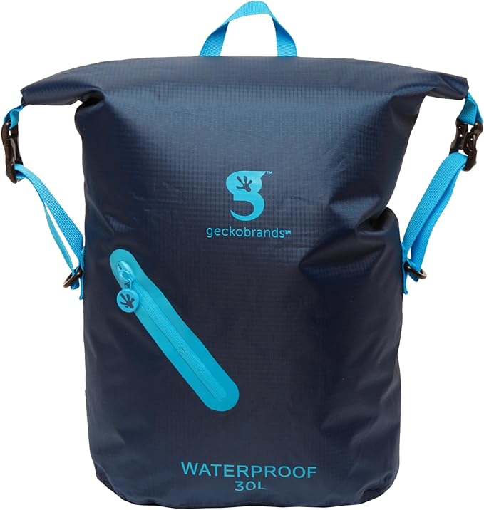geckobrands Lightweight 30L Waterproof Backpack - Lightweight Watertight Outdoor Bag Hiking Traveling Light Water Activities