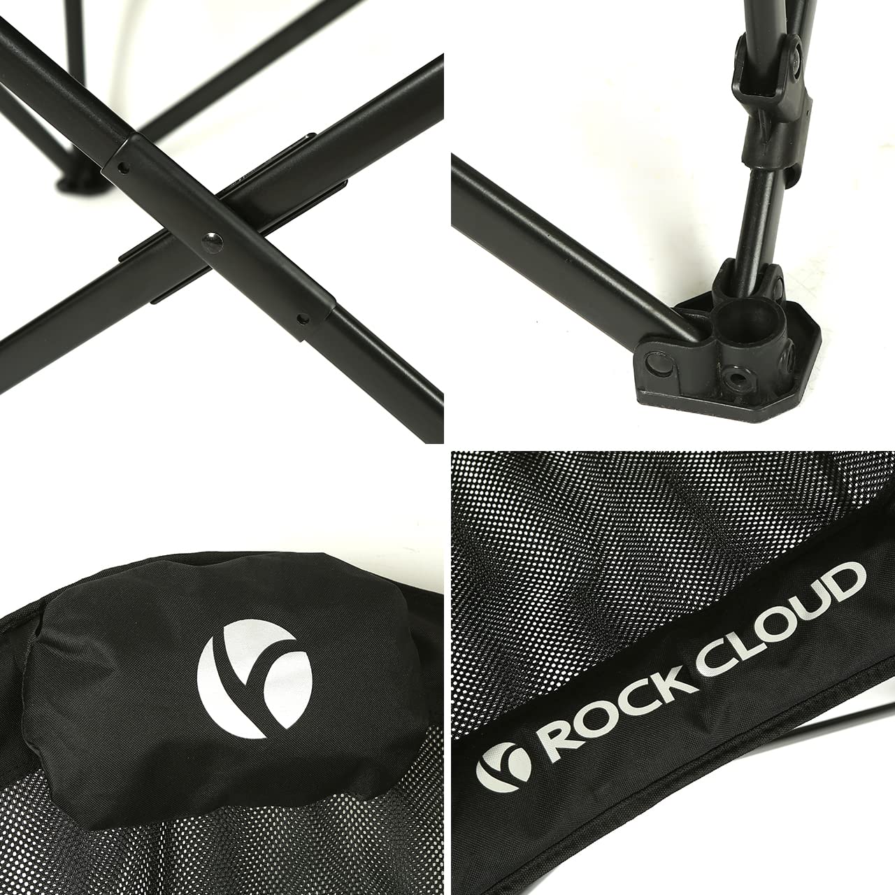 ROCK CLOUD Folding Camping Chair Oversized Padded Moon Chairs Outdoor for Camp Lawn Hiking Fishing Sports, Black