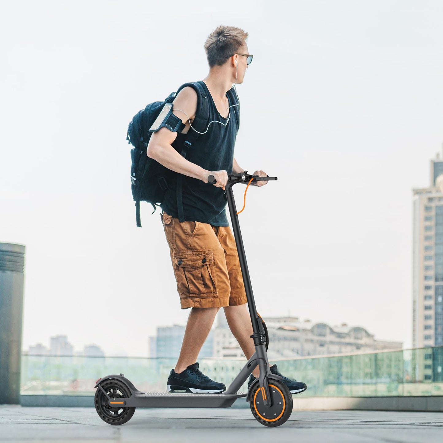 VOLPAM Electric Scooter, 350W/500W, 8.5"/10" Tires, 12/21/28 Miles Range, 16/19/22Mph, Folding E-Scooter with Dual Braking (8.5''-21Miles-350W-Orange)