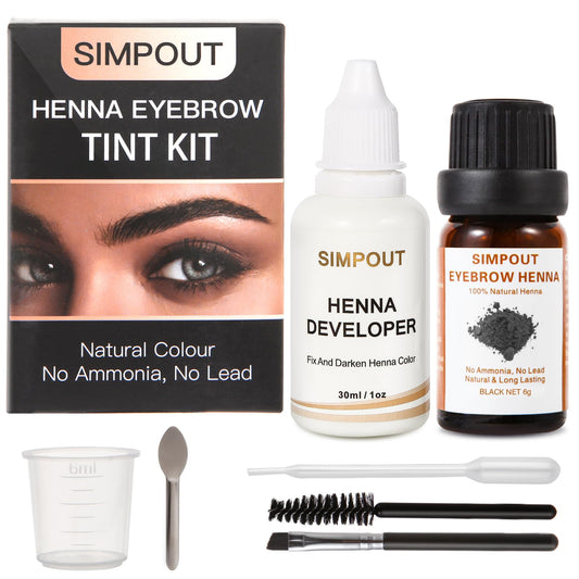 (Upgrade) Simpout Henna Hair Kit - 6 grams, Spot Color Henna Hair Kit with Developer, 100% Natural Root Touch Up, Professional Salon & Home DIY Kit, Easy to Use (Black)
