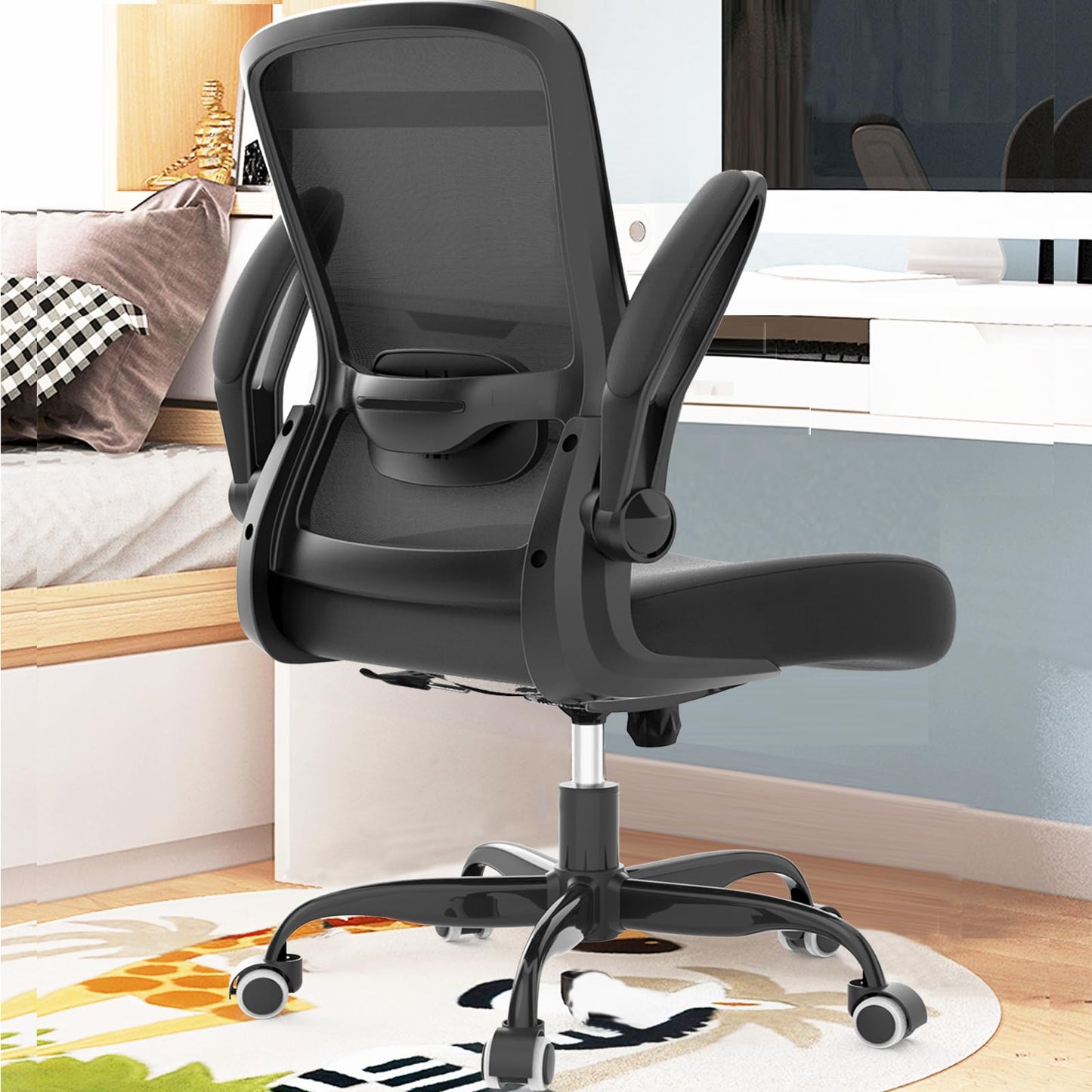 Mimoglad Office Chair, Ergonomic Desk Chair with Adjustable Lumbar Support, High Back Mesh Computer Chair with Flip-up Armrests-BIFMA Passed Task Chairs, Executive Chair for Home Office